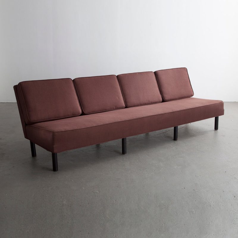 Four seat sofa in deep red upholstery