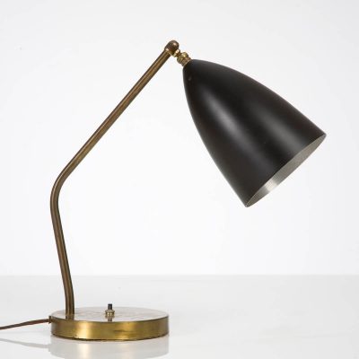 Task lamp in aluminum and brass; original black paint