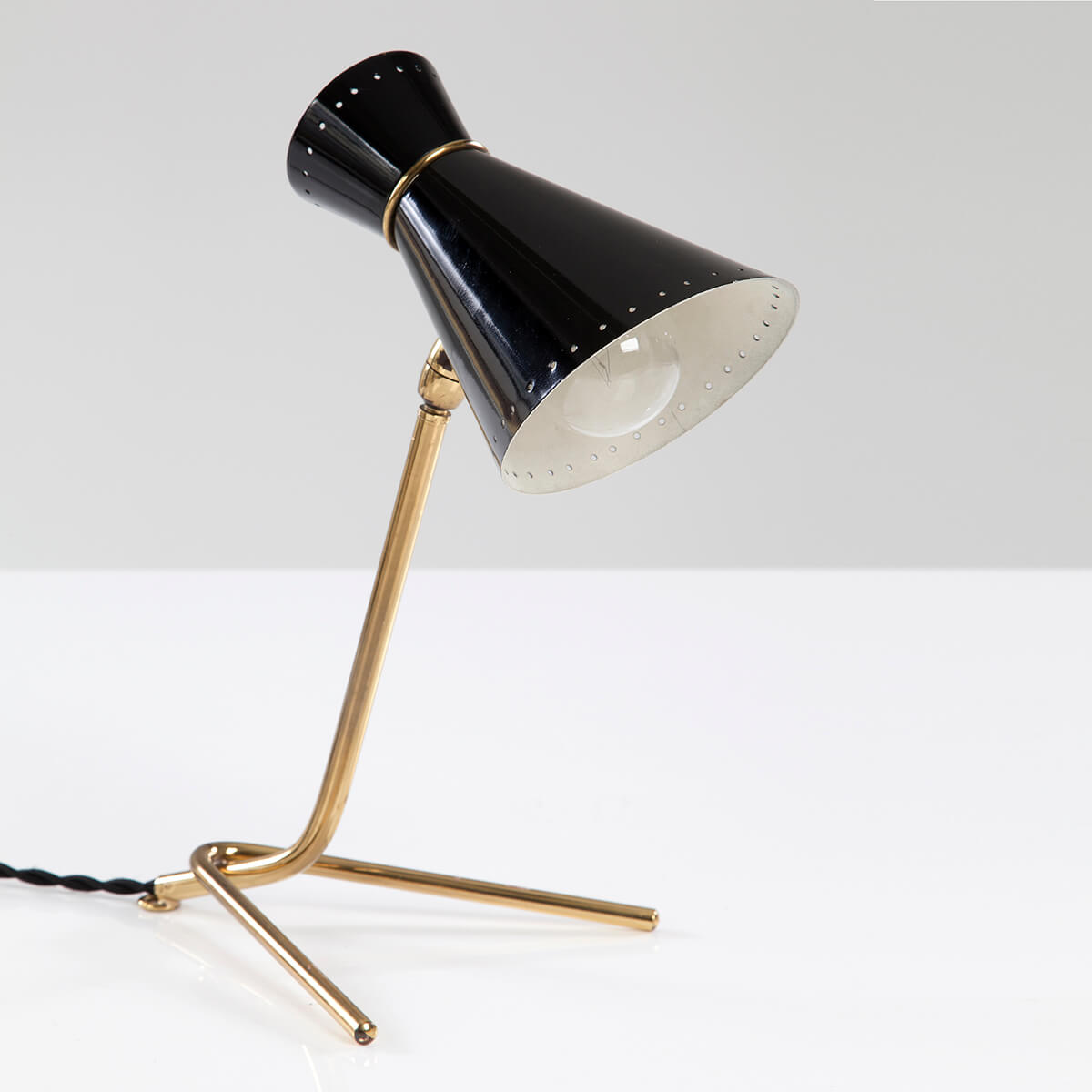 ZOE Matte Black Conical Table Lamp with Gold Chrome Base And Black
