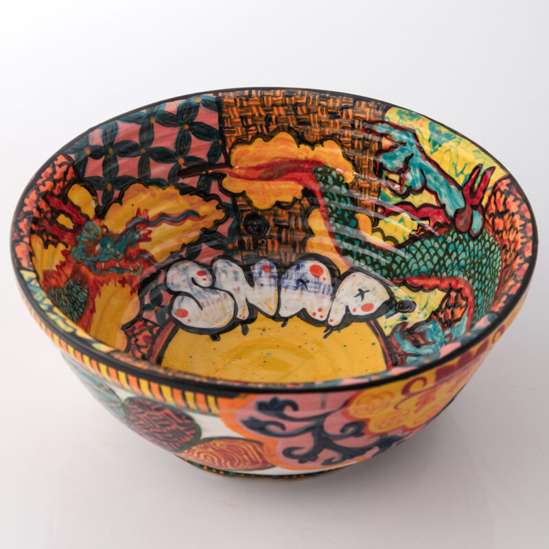 Roberto Lugo, Large decorative bowl with dragon, SC983 - R & Company